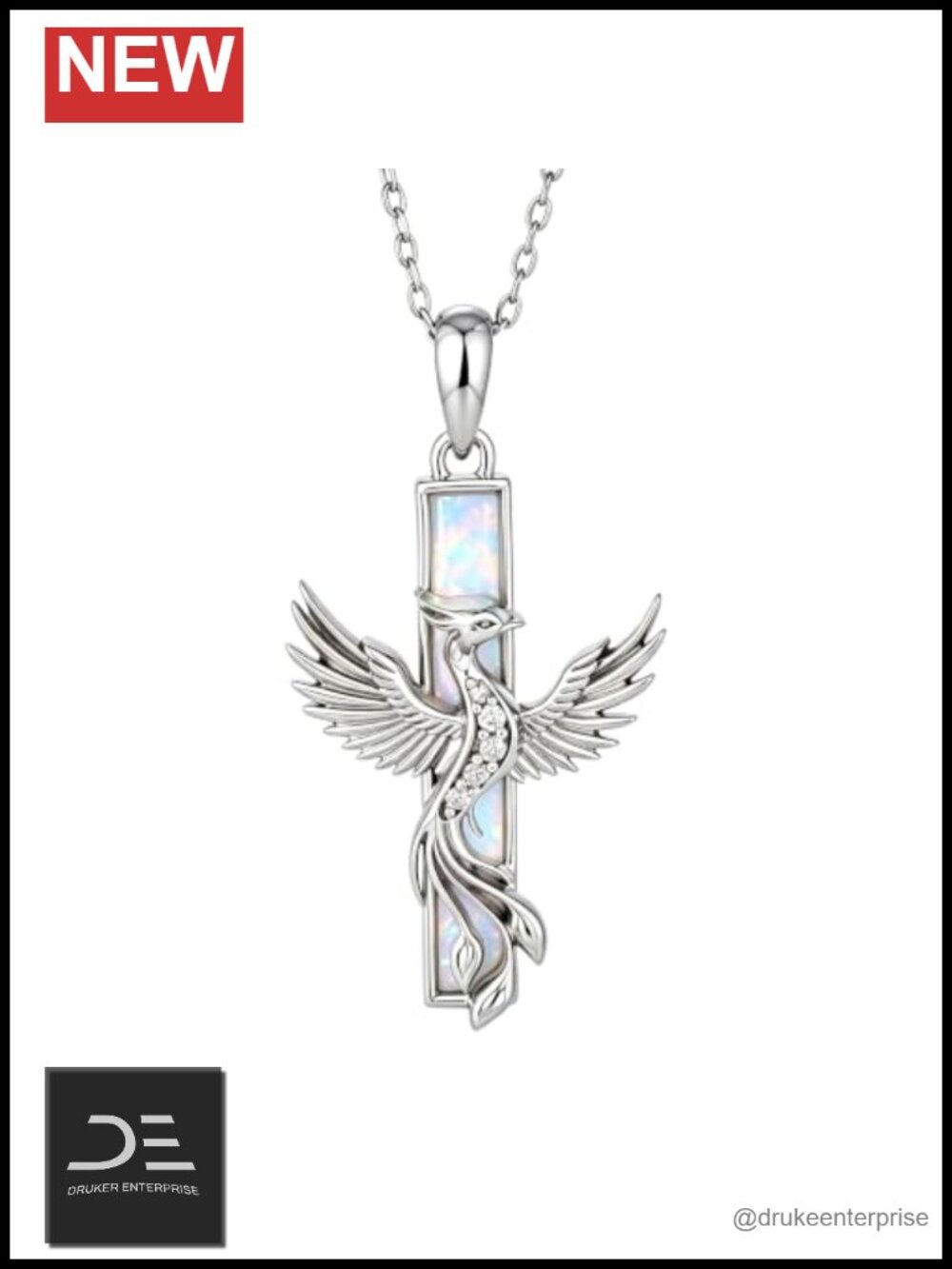 925 Sterling Silver Lab Grown Diamond Phoenix Pendant Necklace for Women Gift